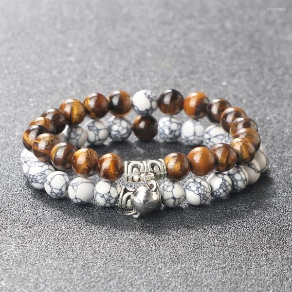 Strand One Set Couples Distance Bracelet Pour Femmes Hommes À La Mode Aimant Rond Connecter Bracelet Pierre Naturelle Stretch Bracelets Bijoux Cadeau