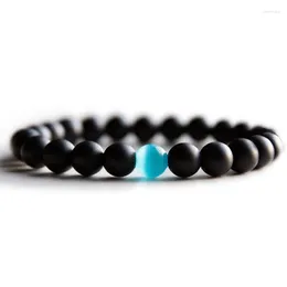 Bracelet de perle de Strand Opal pour hommes noirs 8 mm Naturel Stone Healing Reiki Perle Perles Yoga Bangles S M L Tailles