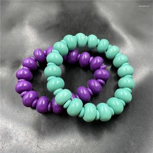 Bracelet imitation turquoise à brin optimisé, perles de forme ancienne en Mica violet