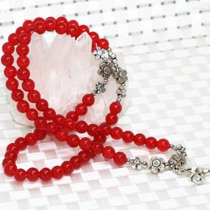 STRAND ORIGINELE Design Bohemia Style Red Jades Chalcedony Stone Round 6mm Meerlagen Bracelet Beads Women Elegante sieraden B2214