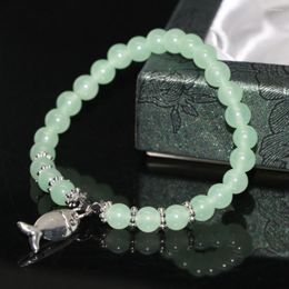 Strand Original Design Jades Bracelet 6 mm Green Chalcedony Round Perles de pierre naturelle Prix Femme Femme Jewlelry 7.5 pouces B1996