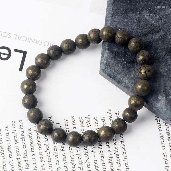 Strand Original Energy Pyrite Perle Bracelet Hommes Reiki Chalcopyrite Hématite Nature Pierre Bracelets Pour Femme Yoga Balance Poignet Bijoux