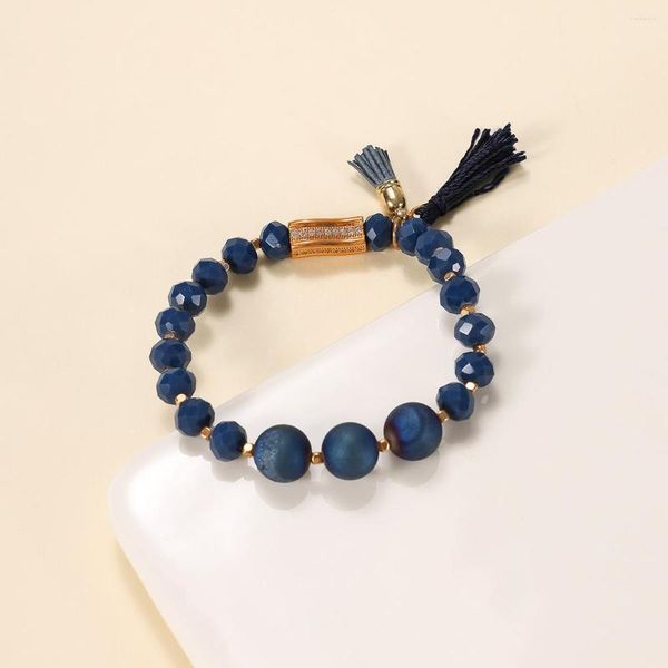 Strand Original de pulsera de piedra de grano azul crudo de hilo