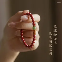 Bracelet Original en Jade naturel cinabre Hetian pour femme, perles porte-bonheur, noix d'olive, année de naissance, accessoires cadeau, cadeau