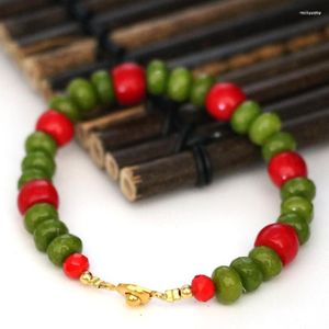 Strand Originele Natuursteen Rood Koraal Groen Chalcedoon Jades Abacus Kralen 5 8mm Vrouwen Armbanden Geschenken Elegante Sieraden 7.5 inch B2961