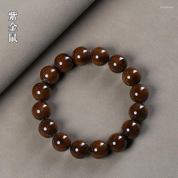Bracelet de perles légères de souris dorées, graine originale, violet, rond, Bodhi, prière de bouddha, article culturel et décoratif
