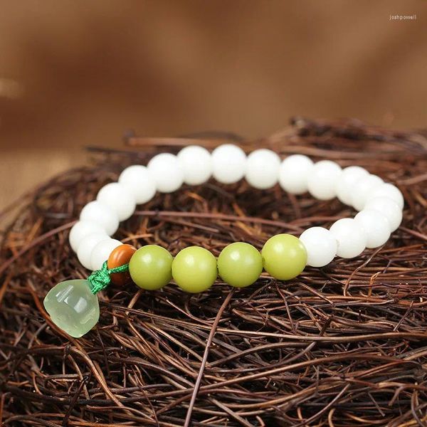 Perles de prière originales à cercle unique, brin assorti, émeraude naturelle Bodhi, Bracelet de graines de Couple pour hommes et femmes