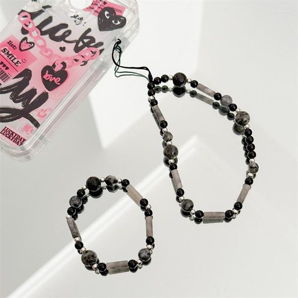 Strand Original Summer Obsidian Beaded Mobile Phone Chain Ccd Camera Lanyard Pulsera colgante de mano