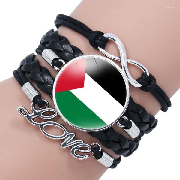Bracelets larges à motif de drapeau palestinien, 13 Types de bracelets en cuir, amour infini, bijoux pour femmes