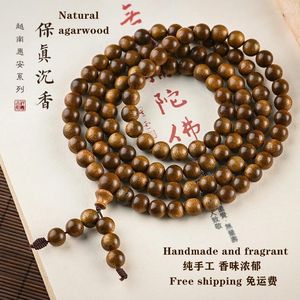 Colgante de hilo de madera de agar, Rosario de mano, estilo de viento chino, pulsera de madera antigua, collar, regalo musulmán budista para hombres y mujeres