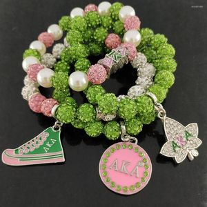 Strand Personality Griekse vrouwenclub druppel roze en groene elastische bedelarmband set sieraden verkopers