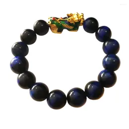 Bracelet Pixiu coloré série Pi Yao/Pi Xiu, avec pierres œil de tigre bleu, décoloration de la température