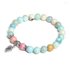 Strand Pine Cônes Pendentif Bracelets Pour Femme Hommes Pierre Naturelle 8MM Perles Bracelet Amazonite Lapis Lazuli Rose Quartzs Bracelets Bijoux