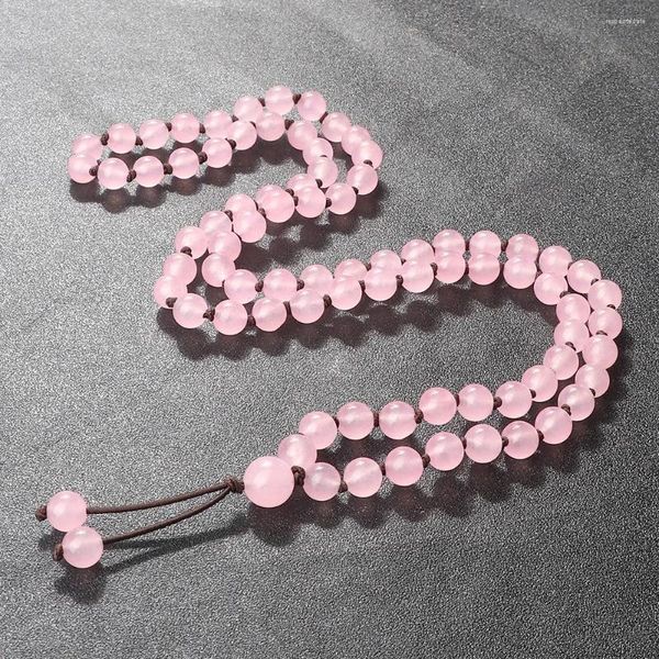 Strand Rose Agates Pierre Naturelle Perles Collier Pour Femmes Rose Calcédoine Quartz Stretch Wrap Bracelets Colliers Yoga Bijoux Cadeaux