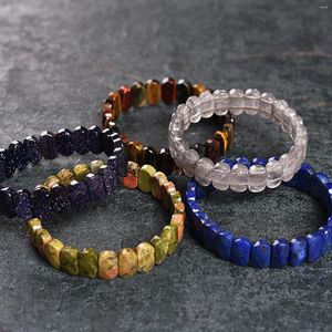 Strand Precious Gemstone 9x15mm Perles ovales à facettes Bracelet extensible 7 pouces Unisexe