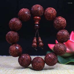 Strand Pterocarpus Santalinus rood sandelhout gesneden kralen 20mm kalebas accessoires armband