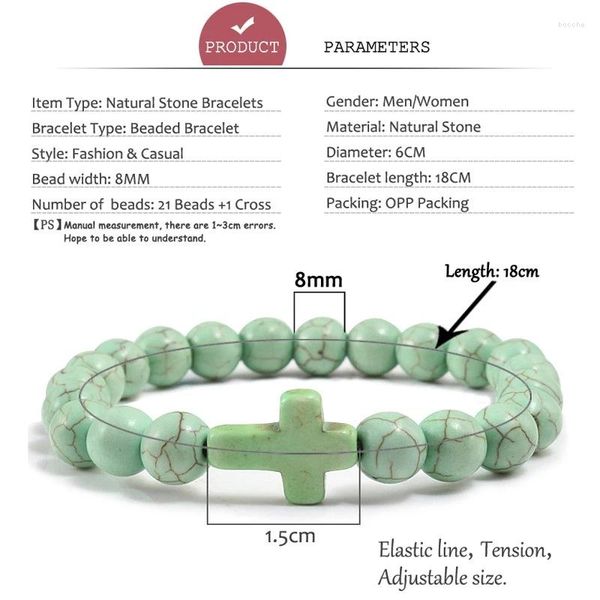 Strand Punk Croix Rouge Vert Lave Volcanique Pierre Naturelle 8mm Bracelet Perlé Yoga Bracelets Pour Femmes Hommes Mode Personnalité Bijoux