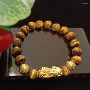 Strand Pur Cuivre Pixiu Feng Shui Cadeau 7A 5A Bracelet Oeil de Tigre Jaune Naturel pour Homme et Femme Fait à la Main Bonne Chance Amulette Bijoux