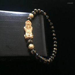 Bracelet en obsidienne Pixiu Feng Shui pour femmes, fil de cuivre pur, cadeau de 8mm, richesse, amulette porte-bonheur faite à la main, bijoux