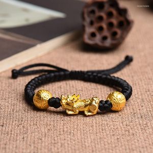 Bracelet cadeau Pixiu Feng Shui en cuivre pur brin pour homme et femme fait à la main bonne amulette porte-bonheur bijoux