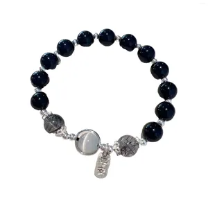 Pulsera de mujer de cristal de pelo negro de piedra Natural pura hebra Retro segura y saludable