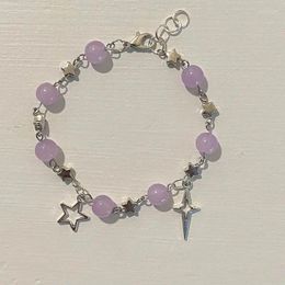 Strand Purple Beaded Star Bracelet Y2k Bijoux faits à la main