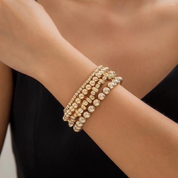 Brin PuRui bohême Simple chaîne de perles Bracelets pour femme couleur or CCB boule lien bracelets multicouche bijoux dames fête