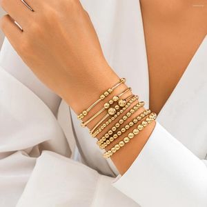 Strand PuRui Punk Goud Kleur CCB Ball Chain Kralen Armband Voor Vrouwen Multilayer Handgemaakte Armbanden Set Sieraden Party Bruiloft