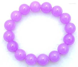 STRAND qingmos 10 mm rond natuurlijk violet paarse jades bacelet voor vrouwen echte stenen armbanden sieraden door elastische bra174