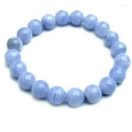 Brin Qingmos mode bleu dentelle Agates Bracelet pour les femmes avec 9-10mm ronde pierre naturelle bijoux de charme 7.5 ''B478