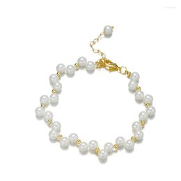 Bracelet de perles de coquille de qualité brin pour les femmes tissé à la main style simple élégant anniversaire cadeau de la mère fille anniversaire romantique