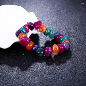 Hebra de grietas coloridas al azar, pulsera de gemas naturales irregulares, forma de cuentas de colores mezclados, joyería para fiesta de cumpleaños y vacaciones