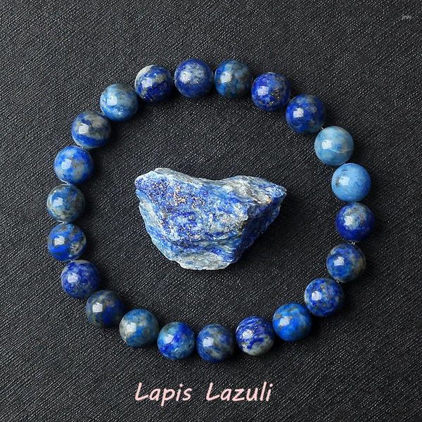 Strand Real 5A Lapis Lazuli Perles Bracelet Homme Élastique Haute Qualité Énergie Pierre Naturelle Guérison Bijoux Pour Femmes Cadeau Petit Ami