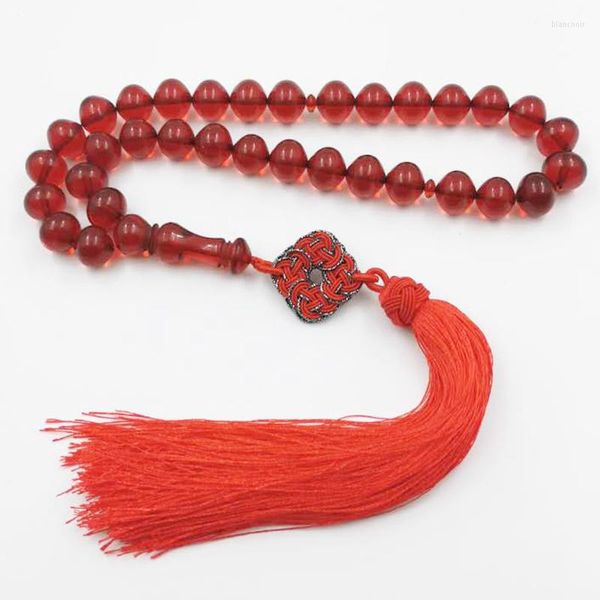 Brin rouge résine Tasbih perles de prière musulmane chapelet coton gland cadeau islamique arabe mode Bracelet accessoires bijoux