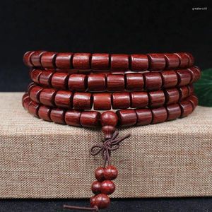 Strand rood sandelhout tonvormige kralenarmband 108 kleine kralen