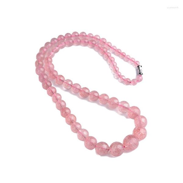 Strand rouge fraise cristal naturel collier perles rondes tour chaîne porte-bonheur pour femmes fille cadeau mode bijoux JoursNeige