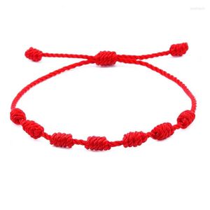 Strand Red String Bracelets Réglable Avec 7 Noeud Bonne Chance Cordon Bracelet Amulette Pour Protection Amitié Hommes Femmes Couple Cadeau