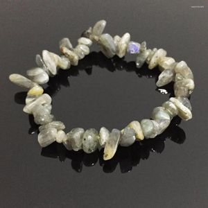 Strand Reiki Femmes Bracelets masculins Balance de guérison Natural Real Labradorite Grey Moonstone Chip Stone Perles de méditation bijoux