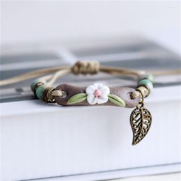 Strand Retro Armband Dames Bloem Blad Keramiek Handgemaakte DIY Armbanden Artware Voor Vrouw Meisje Gift Sieraden Groothandel