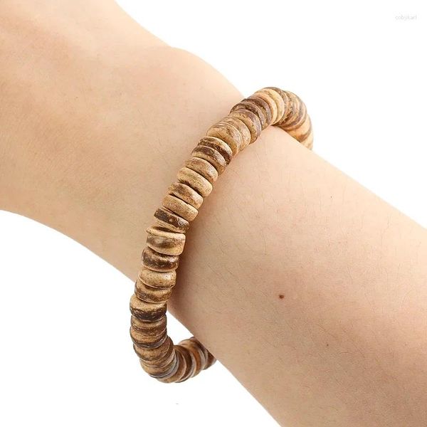 Strand rétro marron coco noix de coco bois entretoise perles en vrac Bracelet méditation prière chapelet bracelet homme femme poignet mascotte bijoux