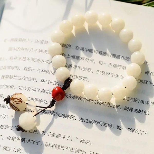 Strand rétro Retro Single Ring Bouddha Bodhi fils Hand String Small Lotus Pendant Femmes Simple Gift Blanc Blanc Root Root Bracelet Men