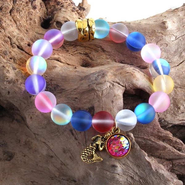 Strand RH créateur de mode Boho Bracelet perlé brillant cristal pierre écailles de poisson sirène Braceletes goutte