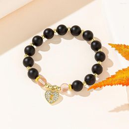 Strand Rhinestone Heart Charme Love Stijlvolle glanzende vulkanische stenen kralen Bracelet voor meisjes vrouwelijk
