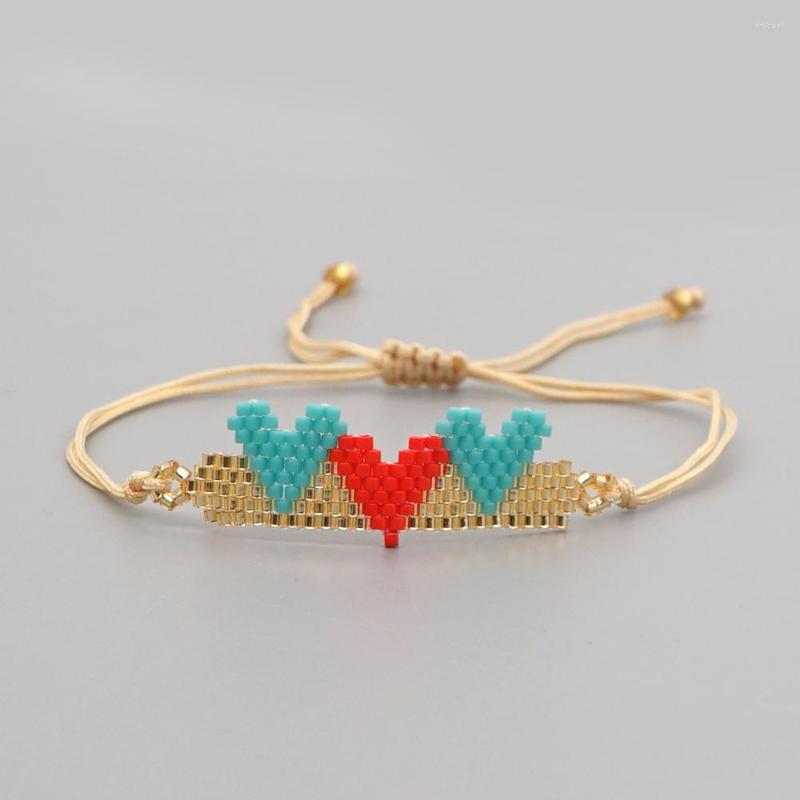 Strand Rice Ball Bracelet Hand Woven Heart-shaped Graphical Fashion Simplicity Bohemia Adjustable Unisex Beaded