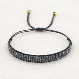 Bracelet de perle de riz à brin Originalité rétro à tricoter punk bohème ajusté mode simple perle