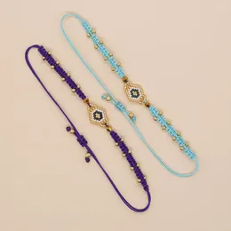Bracelet de perle de riz brin rhomboïde orientation de conception de conception marée de tricot à la main de géométrie réglable à la main