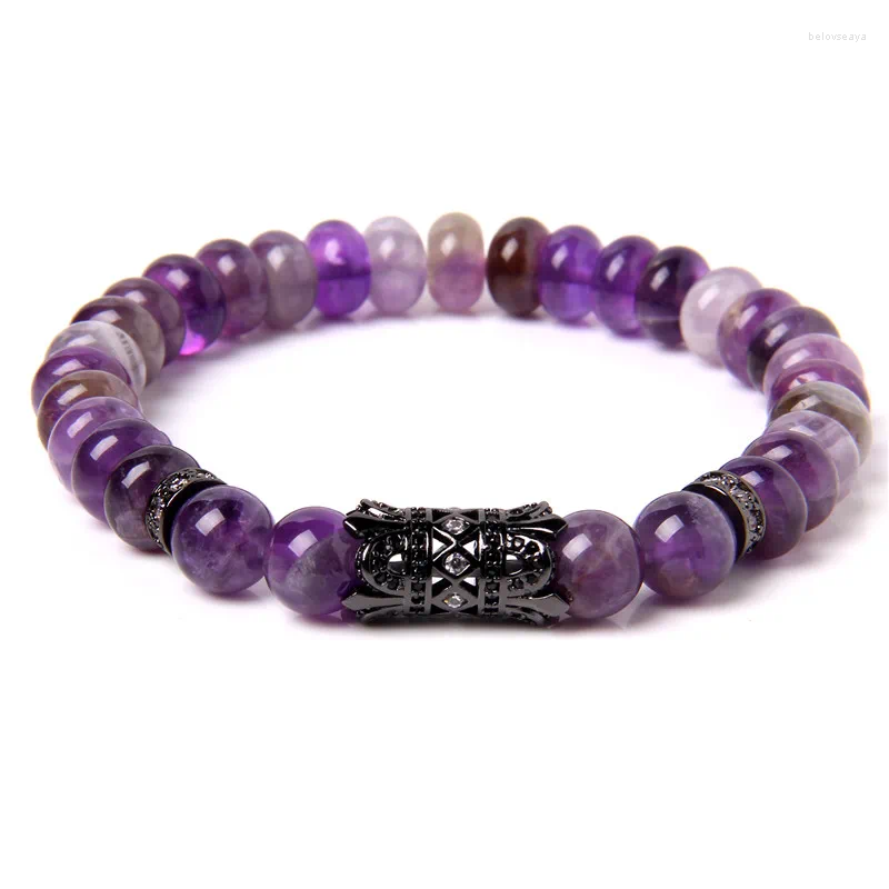 Strand Rondelle Natural Stone Beads Agates Amethysts Green Aventurine Beaded Charm Armband Fashion Jewelry for Women Men Gifts