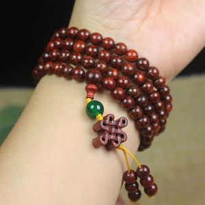Bracelet en bois de santal rouge pour femmes, avec petites perles de graines de Lotus, 108 pièces