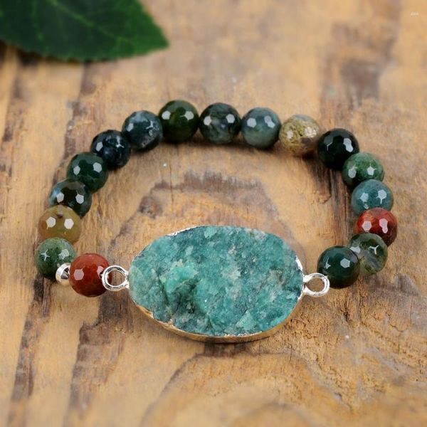 Bracelets en Amazonite brute pour femmes, perles d'agates indiennes, fait à la main, style bohème, cadeaux d'amitié pour filles, vente en gros, livraison directe