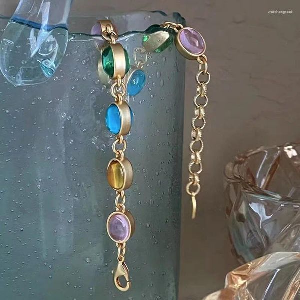 Bracelet rond en perles de verre couleur bonbon pour femmes, bijoux de plage d'été colorés, mode Y2k des années 2000